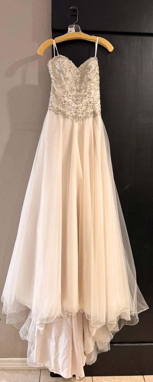 Justin Alexander Wedding Dress Style 8836 Size 10 Sand Silver Beaded Tulle